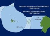 Mapa de las Zonas Económicas Exclusivas ecuatorianas y plataformas continentales expuestas en Convemar