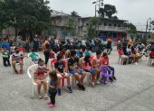 os voluntarios realizaron un evento para recibir a los chicos en el inicio del programa de este año.
