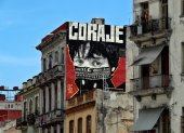 Vista de un graffiti con la palabra "coraje", en una calle de La Habana, Cuba, este martes 20 de julio del 2021.