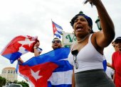 Protestas de exiliados cubanos en Madrid.