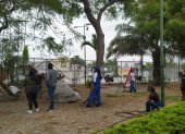 Actividades. La comunidad sale al rescate de su única área verde.