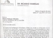 Este es el oficio firmado por Vanegas y cuya veracidad fue confirmada por la oficia del asambleísta a este Diario.
