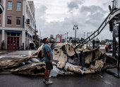 Vista de este 30 de agosto de 2021 de los daños causados por el paso del huracán Ida por Nueva Orleans, Luisiana.