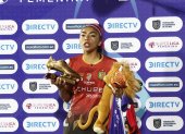 Madelin Riera, delantera de Deportivo Cuenca, tres veces consecutivas máxilla artillera de la Superliga femenina.