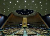 Vista del salón de la Asamblea General de la ONU vacía, este 20 de septiembre de 2021, antes del inicio de las sesiones de su edición 76, en Nueva York.