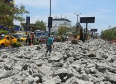 . Trabajos. Desde el pasado lunes, se iniciaron los trabajos de rotura de la calzada del tramo norte-sur de la Rodolfo Baquerizo, una vía altamente comercial y de gran tráfico vehicular.