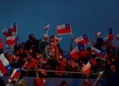 Aficionados animan a la selección de Chile, el 14 de octubre de 2021, previo a un partido de las eliminatorias sudamericanas para el Mundial de Catar 2022.
