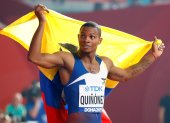 Álex Quiñónez consiguió en 2019 en el Mundial de Atletismo luego de la final masculina de los 200 metros planos en Doha, Qatar.