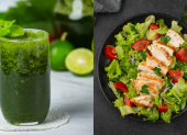 Jugo verde vs. ensalada