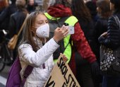Greta Thunberg en uno de los encuentros "Fridays For Future", el 22 de octubre.
