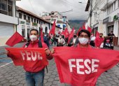 Federación de Estudiantes Universitarios del Ecuador en una marcha el 26 de octubre.