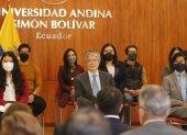 El presidente de la República Guillermo Lasso estuvo presente en la presentación de políticas anticorrupción que se realizó en la Universidad Andina