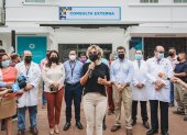 Figura. La alcaldesa durante la inauguración del área de consulta externa del
Hospital Bicentenario.