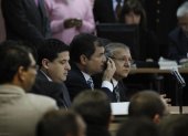 El expresidente Rafael Correa, durante una audiencia por el juicio a diario El Universo en 2011
