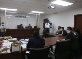 Diligencia. El juez Máximo Ortega instaló la diligencia en el cuarto piso del Complejo Judicial norte de Quito.