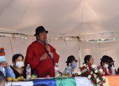El presidente de la Conaie, Leonidas Iza, estuvo el fin de semana en Cotopaxi en donde se eligieron autoridades.