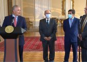 Los asambleístas Fernando Villavicencio, Pedro Velasco y Bruno Segovia se reunieron con el presidente Iván Duque para presentarle los resultados de una investigación.