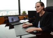 La ministra de Educación, María Brown Pérez, en junio de 2021 en su despacho. La autoridad detalló en entrevista virtual la situación de los planteles de Guayaquil.