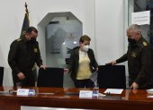 Seguridad. La ministra Alexandra Vela y los comandantes de la Policía informaron de los últimos operativos.