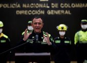 El director general de la Policía Nacional de Colombia, general Jorge Luis Vargas Valencia, habla durante una rueda de prensa