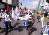 La movilización recorrió algunas calles del centro-norte de Quito hasta llegar al Ministerio del Trabajo.