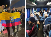 Ecuatorianos en Ucrania, foto compartida por la Cancillería.