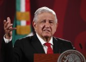 El presidente de México, Andrés Manuel López Obrador, habla durante una rueda de prensa en Palacio Nacional de la Ciudad de México