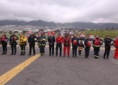 Acto. Mujeres del Cuerpo de Bomberos de Quito hicieron una demostración del trabajo que hacen todos los días por la comunidad.