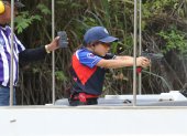 El pequeño Gabriell Petkov mientras cruzaba la primera pista del torneo que al final terminó liderando en la categoría Production Optics Súper Junior.