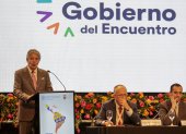 El presidente de Ecuador, Guillermo Lasso, habla durante la inauguración de la trigésimo séptima Conferencia Regional de la Organización de la ONU para la Alimentación y la Agricultura (FAO), hoy, en Quito (Ecuador).