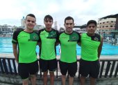 Colin Babbit, Juan Toral, Esteban Enderica y David Farinango integraron el equipo que impuso el nuevo récord en los 4x200 libre.
