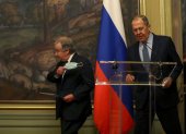 Moscú. António Guterres (izq.), junto a Serguéi Lavrov, ministro de Relaciones Exteriores de Rusia.