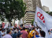 La Central Unitaria de Trabajadores (CUT) se plantó en la plaza San Francisco de Guayaquil.
