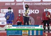 Bella Paredes durante la entrega de medallas.