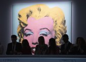 Una pintura de Marilyn Monroe de ANdy Warhol, en una subasta, este 9 de mayo de 2022
