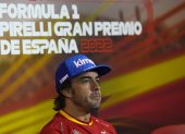 El piloto español de Alpine, Fernando Alonso, durante la rueda de prensa oficial del Gran Premio de España de Fórmula