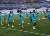 Jugadores del Real Madrid en entrenamiento.