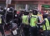 Pelea. Miembros de la Policía y agentes metropolitanos tuvieron un altercado.
