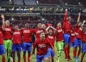 Los jugadores de la selección costarricense festejan el paso a Qatar 2022.