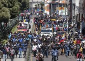 Manifestantes. Cientos de indígenas y comuneros llegaron a Quito ayer.