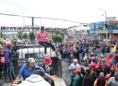 Quito. En el sur de Quito, cientos de indígenas y campesiones llegaron este lunes 20 de junio de 2022 para protestar contra el gobierno.