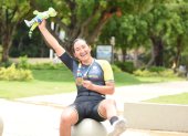 Aun con la medalla de oro en la mano la ciclista dijo no creérselo. Con 42:59 ya es la mejor de toda la región.