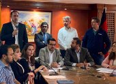 Los empresarios realizaron una rueda de prensa para expresar su postura sobre las protestas este 28 de junio de 2022.