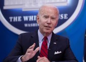 El presidente de EE.UU., Joe Biden, habla durante una reunión con gobernadores demócratas de diferentes estados del país, este 1 de julio de 2022, en Washington.