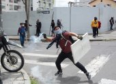 En el noveno día de la movilización, los manifestantes llegaron a las inmediaciones de la Casa de la Cultura, en el norte de Quito.