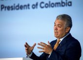 Fotografía tomada el pasado 13 de julio en la que se registró al presidente de Colombia, Iván Duque, quien este domingo apuntó en Twitter: "Cayó alias "Roque", cabecilla del GAOR (Grupo Armado Organizado Residual) E-33 de las disidencias de las Farc, en Tibú, Norte de Santander".