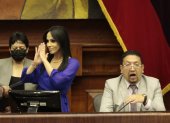 Marcela Holguín saluda al pleno luego de su posesión como primera vicepresidenta.