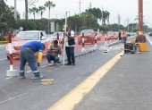 Vía. Los trabajos se realizan en el kilómetro 7,6 de la vía a Samborondón