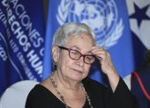 Alda Facio, durante una conferencia de prensa, en Tegucigalpa