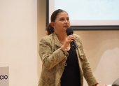 La directora del Sercop, María Sara Jijón, en una actividad oficial.